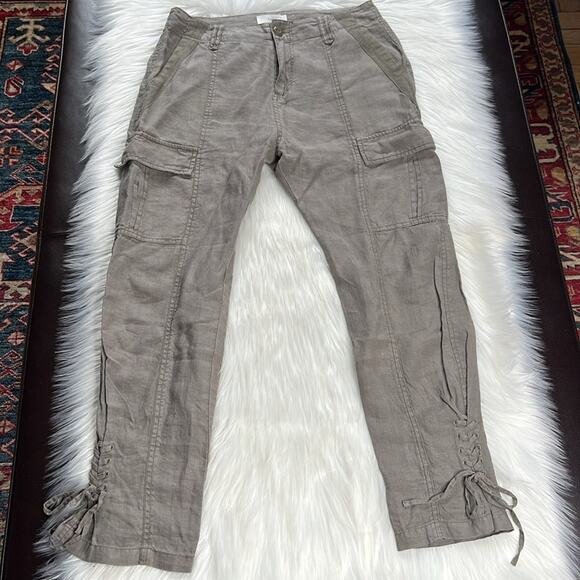 Joie Green Linen Telutci Cargo Pants - Picture 2 of 8